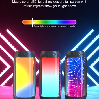 NOU Difuzor Bluetooth Ecran Complet 3D pline de culoare Lumina LED-uri HiFi Portabil Difuzor Bass Excelent Wireless Caseta de Sunet TFCard Reale