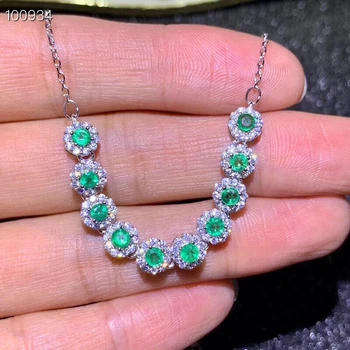 Naturala verde smarald colier Pandantiv S925 argint Naturale de piatră prețioasă colier Elegant rotund Diana lanț de femei a partidului cadou bijuterii