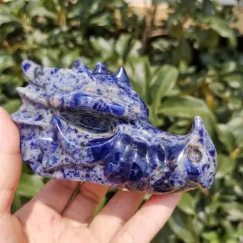 Naturale Albastru Sodalit Cap De Dragon Skull Vindecare De Cristal Cap De Dragon Pentru Decor
