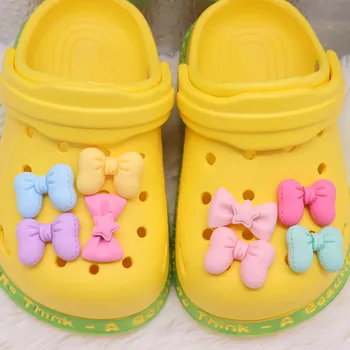 New Sosire 1buc Rășină de Pantofi Farmece Colorate Frumos Fundita Accesorii Copii Catarame de Pantofi se Potrivesc Croc Jibz Copii X-mas Cadou