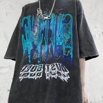 Noi 2022 Bărbați t-shirt Goth hip-hop întuneric imprimare cu mânecă scurtă T-shirt Harajuku retro, high street femei pierde toate-meci de top Supradimensionat