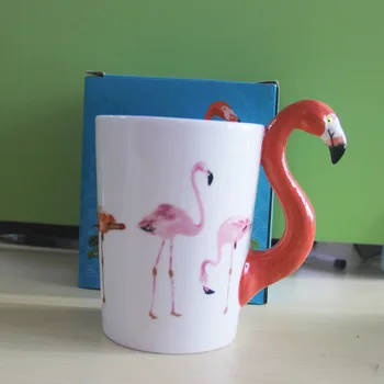 Noi 3D Flamingo Cana de Mână-pictat Ceramică Ceașcă de Cafea de Animale Drăguț Cana