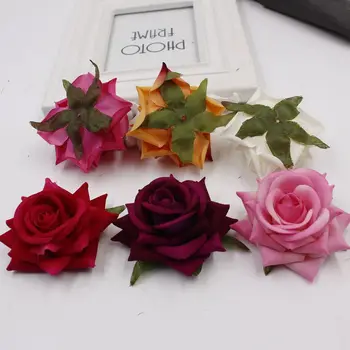 Noi 6pcs flori artificiale 6cm mătase floare trandafir cap petrecere de nuntă decorațiuni DIY cununa album cutie de cadou ambarcațiuni