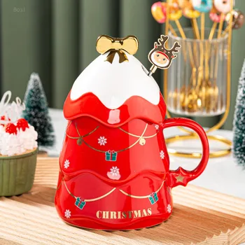Noi De Craciun Cani De Creație Ceramică Ceașcă De Cafea Drăguț De Crăciun Copac Cana Cu Capac Lingura De Uz Casnic Lapte Cupa Cupluri Cadou Pentru Fete