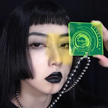 Noi Futurist Hacker Pandantiv Colier pentru Femei Barbati Lanț Argintiu 50 cm/60 cm/70cm Acrilic Verde Roz Cadran Trendy Bijuterii