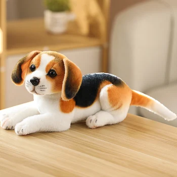 Noi Realiste de Pluș Simulare Caine Inteligent Animale de Pluș Jucărie de Pluș Alb/Maro Câine de Pluș Jucărie de Desene animate Pentru Copii Moale Cadouri
