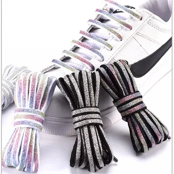 Noi Reflectorizante Șireturile Laser sequin Șiret Țese Impletit brățară Adidasi Pantofi sport dantela copii Adulți sireturi