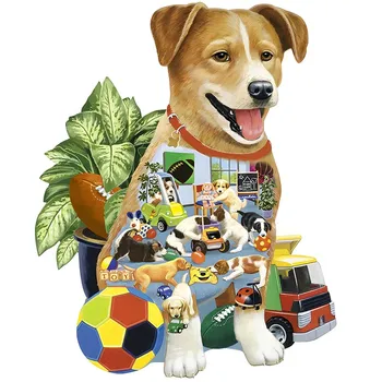 Noi din Lemn Colorat Puzzle Drăguț Câine 30 Design Copiii Montessori Jucărie Arta Puzzle Unic Neregulate Piesele de Animale DIY A3 A4 A5