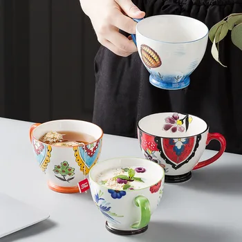 Nordic Ceramice Pahar De Apă O Cană De Sticlă Cești De Cafea Creative Relief Cana Drăguț Ceai De După-Amiază Lapte Cani Pictate Manual Pahare