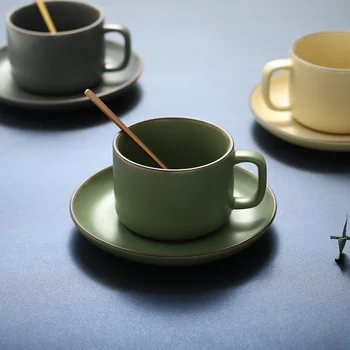Nordic Ceramice Set Cesti de Cafea cu Farfurie Lingura Cafenea Ceai micul Dejun Lapte Cupe de Birou de Lux Lumina Cani de Cafea Prieteni Personalul Cadouri