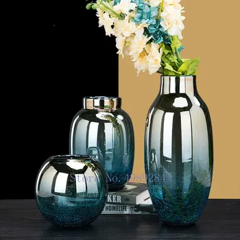 Nordic Creative vaza de sticla albastru vaza Transparenta aranjamente florale moderne de lux Acasă living desktop ornamente Decorative
