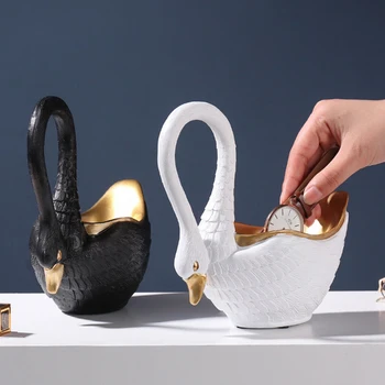 Nordic Rășină Swan Sculptura Acasă Decor Figurine Multifuncțional Cheltuieli Diverse De Depozitare Bomboane Gustare Titularul Organizator Ornament Cadouri