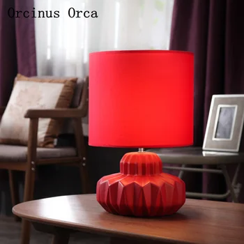 Nordic modern, compact CONDUS de ceramică roșie lampă de masă sufragerie, coridor lampă de noptieră American creative lectură LED lampă de masă