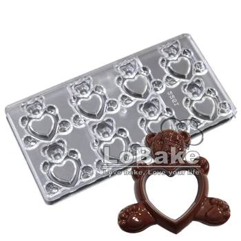 Nou 8 cavități urs drăguț cu o mare forma de inima de ciocolata mucegai Policarbonat fondant bomboane dulce matrite DIY decorare