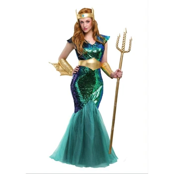 Noua Regina Printesa Mera JY Costum Super Womenhero Costum Adult, Printesa Sirena Costum De Halloween Rochie Fancy