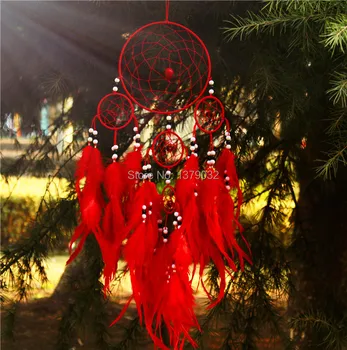 Noua moda originalitate big red Hot Dreamcatcher Clopoteii de Vant Stil Indian cu Pene Pandantiv Dream Catcher Cadou