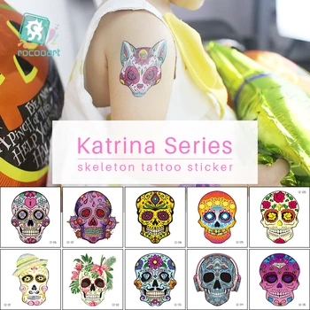 Noul Om skeletonTemporary Tatuaje Sticker Halloween Craniu Mic Model de Proiectare Femei Barbati Sexy Parte a Feței Fals Taty