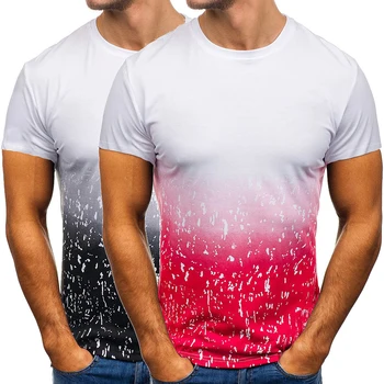 Nouă Bărbați T-shirt Personalitate Printed Tee Gradient de Culoare de Imprimare T Tricoul Graffiti Model Casual, de Stradă Respirabil