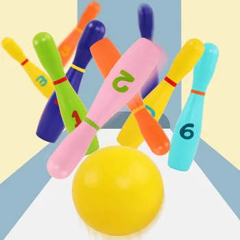 Nouă din Lemn Didactice de Bowling pentru Copii Jucării 1-6-8 Ani de Grădiniță Copil de Mingi în aer liber Părinte-copil Jocuri Sportive