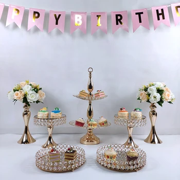 Nunta De Aur Set De Rangul Trei Decorare Cupcake Party Oglindă De Metal Fructe De Afișare Fantezie Desert Tort De Lux Stand