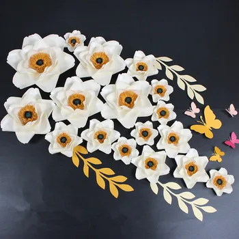 Nunta de fundal tridimensionale handmade flori de hârtie mare, decor nunta cu flori recuzită petrecere trandafiri
