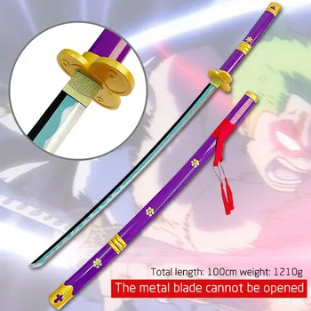 O singură Bucată de Metal Săbii 104Cm 1:1 Cosplay Anime Acțiune Figura Armă Roronoa Zoro Sabie Katana Real Steel Ninja Samurai Cuțit de Jucărie