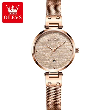 OLEVS Femei Brand Ceas de Moda din Oțel Inoxidabil Plasă de Aur a Crescut de Simplu Impermeabil Doamnelor Ceasuri de Lux, Ceasuri de mana Quartz