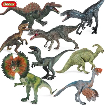 Oenux Figurine Dinozaur Jurassic T-Rex, Velociraptor Spinosaurus Dilophosaurus Model Animal Cifrele De Acțiune De Colectare Copil Jucărie