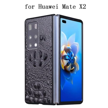 Original Crocodil Acoperi Caz pentru Huawei Mate X2 Lux din Piele Coajă de Telefon Geanta pentru Huawei Mate X2 Înapoi Slim piele funda