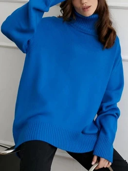 Oversize Cu Guler Pulover De Iarna Pentru Femei Vintage Tricot Pulover Moda Coreeană Solide În Vrac Tricotaje Casual Gros Cald Jumper