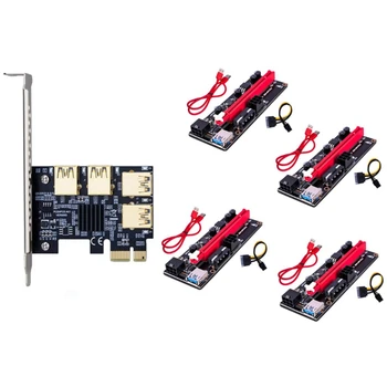 PCIE 1X La 4 Pci-Express Adaptor+VER009S Riser Card USB3.0 La PCI-E 1X La 16X placa Grafica Cablu de Extensie Pentru Miner