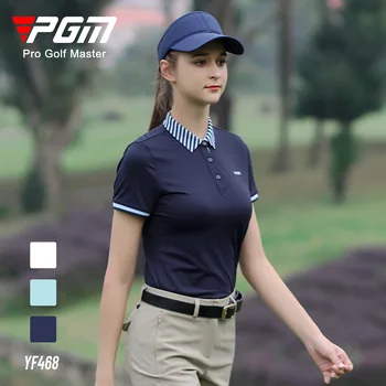 PGM golf femei pe scurt cu mâneci tricou sport uscare rapida stretch culoare-blocarea guler de top de slăbire