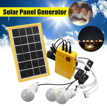 Panou Solar cu Putere de Lumini Solare Incarcare Generator Sistem Home Kit cu 3 Becuri cu LED-uri Evidenția Lumină de Economisire a Energiei în aer liber, piscină Interioară