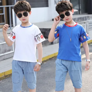 Pantaloni scurți de Blugi Masculino Deporte Set de Două Piese de Vara-coreean Haine pentru Adolescenți Băieți De 10 12 Ani tip Boutique de Haine Ofertas Relampago