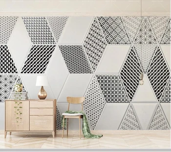 Papel de parede alb-Negru stil geometric 3d tapet,living TV de perete bucatarie dormitor gazete de perete decor acasă