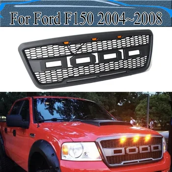 Pentru Ford F150 2004~2008 Față de Curse Grill ABS Negru Mat Ornamente de Înlocuire Grill Raptor Stil Cu Lumini LED-uri Și Scrisori se Potrivesc