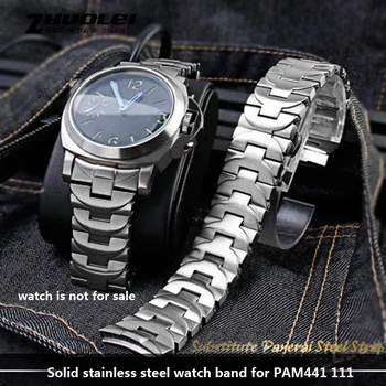 Pentru Panerai Curea Barbati Trupa PAM441 111 Solide din Oțel Inoxidabil Fluture Catarama Bratara 24 mm-Argintiu Negru Accesorii Watchband