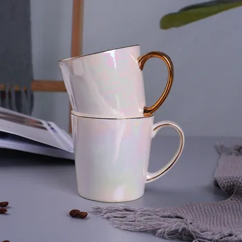Perla glazura alb cana,Curcubeu ceramice glazurate cupa,simplu Nordic ceașcă de ceai,moda ceașcă de cafea avansate cana Drinkware cadou 350ml