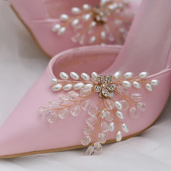 Perla strălucitoare Demontare Pantofi de Flori de Mireasa Pantofi Pantofi Catarama Clips cu Toc Femei Clipuri Moda Pantofi de Nunta de Decorare