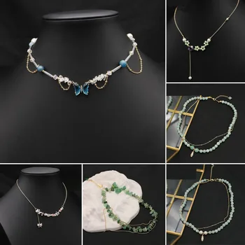 Perlele naturale de apă Dulce Fluture Albastru Dantelă Ciucure pentru Femei Lanț Colier Strălucitor de Moda Populare Bijuterii de Lux Aniversare
