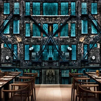 Personalitate de Artă Restaurant, Bar Clădire Veche Personalizate Murală Retro Dărăpănată Perete 3D Hârtie de Perete Cafe Industriale Decor Tapet