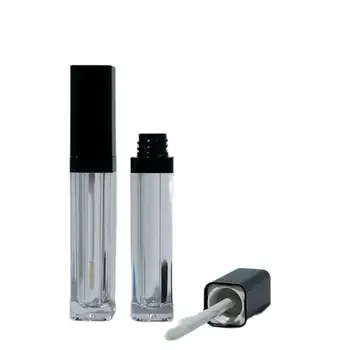 Personalizat cu Ridicata Pătrat Negru Luciu de Buze Tuburi Goale 7ml Clar Luciu de unică folosință, Sticle, Recipiente de Plastic, Sticla Cosmetice