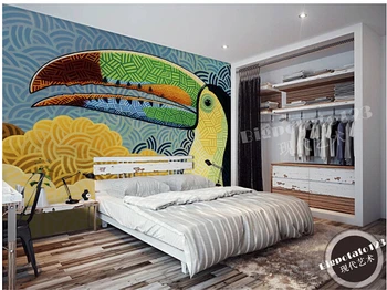 Personalizat papel DE parede infantil mari picturi murale toucan model utilizat în camera de zi TV de perete de vinil care papel DE parede