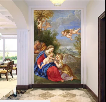 Personalizat tapet retro, Fecioara Maria și înger picturi murale pentru camera de zi, dormitor tavan perete rezistent la apa papel de parede