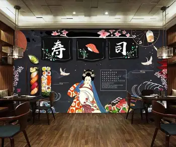Personalizate 3D de mari dimensiuni murală tapet preparate din bucătăria Japoneză sushi restaurant mese de fundal de perete