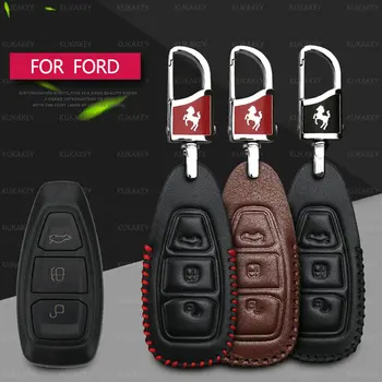 Piele Auto Cheie Acoperă cu Model de Cal Titular Cheie Pentru Ford Focus Mondeo Kuga, Fiesta, Ecosport Auto Accesorii de Interior