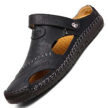 Piele moale Sandale Barbati Romane Clasic Sandale Casual, Pantofi comozi de Vara in aer liber pe Plaja Om Sandale Adidasi Casual 38-48