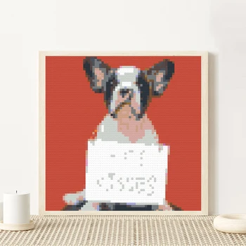 Pixel de Artă Mozaic Bloc Pictura Animal BullDog 4800 de PC-uri Foto Personalizate DIY Montessori pentru Copii Jucarii Decor Acasă Prieteni Cadouri
