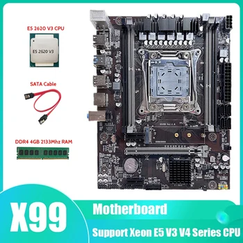 Placa de baza X99 despre lga2011-3 Placa de baza suporta DDR4 ECC RAM Cu E5 2620 V3 CPU+DDR4 2133 mhz 4GB RAM+Cablu SATA