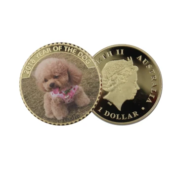 Placat cu Aur de 24k Monede de Metal Placat cu Aur 999.9 Catelus Comemorative de Suveniruri Monede An Nou Norocos Cadouri în Valoare de Colectare